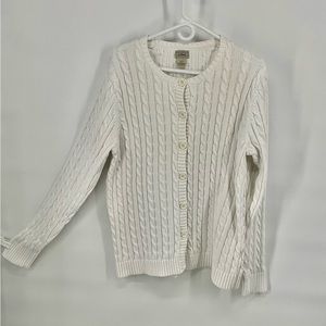 LL Bean Cable Knit Button Down Cotton Sweater XL READ